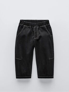 Zara Black Kids Elastic-Waist Casual Pants